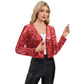 Sequin Open Front Cardigan with Long Sleeves and Cropped Fit