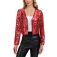 Sequin Open Front Cardigan with Long Sleeves and Cropped Fit