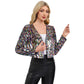 Sequin Open Front Cardigan with Long Sleeves and Cropped Fit