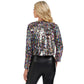 Sequin Open Front Cardigan with Long Sleeves and Cropped Fit