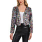 Sequin Open Front Cardigan with Long Sleeves and Cropped Fit