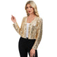 Sequin Open Front Cardigan with Long Sleeves and Cropped Fit