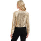 Sequin Open Front Cardigan with Long Sleeves and Cropped Fit