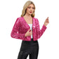 Sequin Open Front Cardigan with Long Sleeves and Cropped Fit
