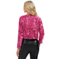 Sequin Open Front Cardigan with Long Sleeves and Cropped Fit