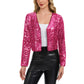 Sequin Open Front Cardigan with Long Sleeves and Cropped Fit