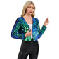 Sequin Open Front Cardigan with Long Sleeves and Cropped Fit