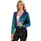 Sequin Open Front Cardigan with Long Sleeves and Cropped Fit