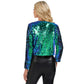 Sequin Open Front Cardigan with Long Sleeves and Cropped Fit