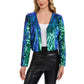 Sequin Open Front Cardigan with Long Sleeves and Cropped Fit
