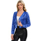 Sequin Open Front Cardigan with Long Sleeves and Cropped Fit