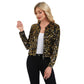 Sequin Bomber Jacket with Zipper Front and Ribbed Trim