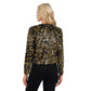 Sequin Bomber Jacket with Zipper Front and Ribbed Trim