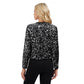 Sequin Bomber Jacket with Zipper Front and Ribbed Trim