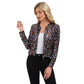 Sequin Bomber Jacket with Zipper Front and Ribbed Trim