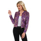 Sequin Bomber Jacket with Zipper Front and Ribbed Trim