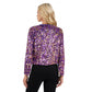 Sequin Bomber Jacket with Zipper Front and Ribbed Trim