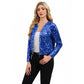 Sequin Bomber Jacket with Zipper Front and Ribbed Trim