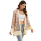Sequin Mesh Cardigan with Sheer Embellished Sleeves and Flowing Open Front Design for Layering Style