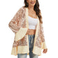 Sequin Mesh Cardigan with Sheer Embellished Sleeves and Flowing Open Front Design for Layering Style