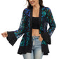 Sequin Mesh Cardigan with Sheer Embellished Sleeves and Flowing Open Front Design for Layering Style