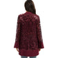 Sequin Mesh Cardigan with Sheer Embellished Sleeves and Flowing Open Front Design for Layering Style