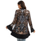 Sequin Mesh Cardigan with Sheer Embellished Sleeves and Flowing Open Front Design for Layering Style