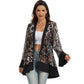 Sequin Mesh Cardigan with Sheer Embellished Sleeves and Flowing Open Front Design for Layering Style