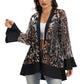 Sequin Mesh Cardigan with Sheer Embellished Sleeves and Flowing Open Front Design for Layering Style