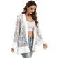 Sequin Mesh Cardigan with Sheer Embellished Sleeves and Flowing Open Front Design for Layering Style
