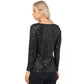 Long Sleeve Sequin Top with Crew Neck and Fitted Silhouette