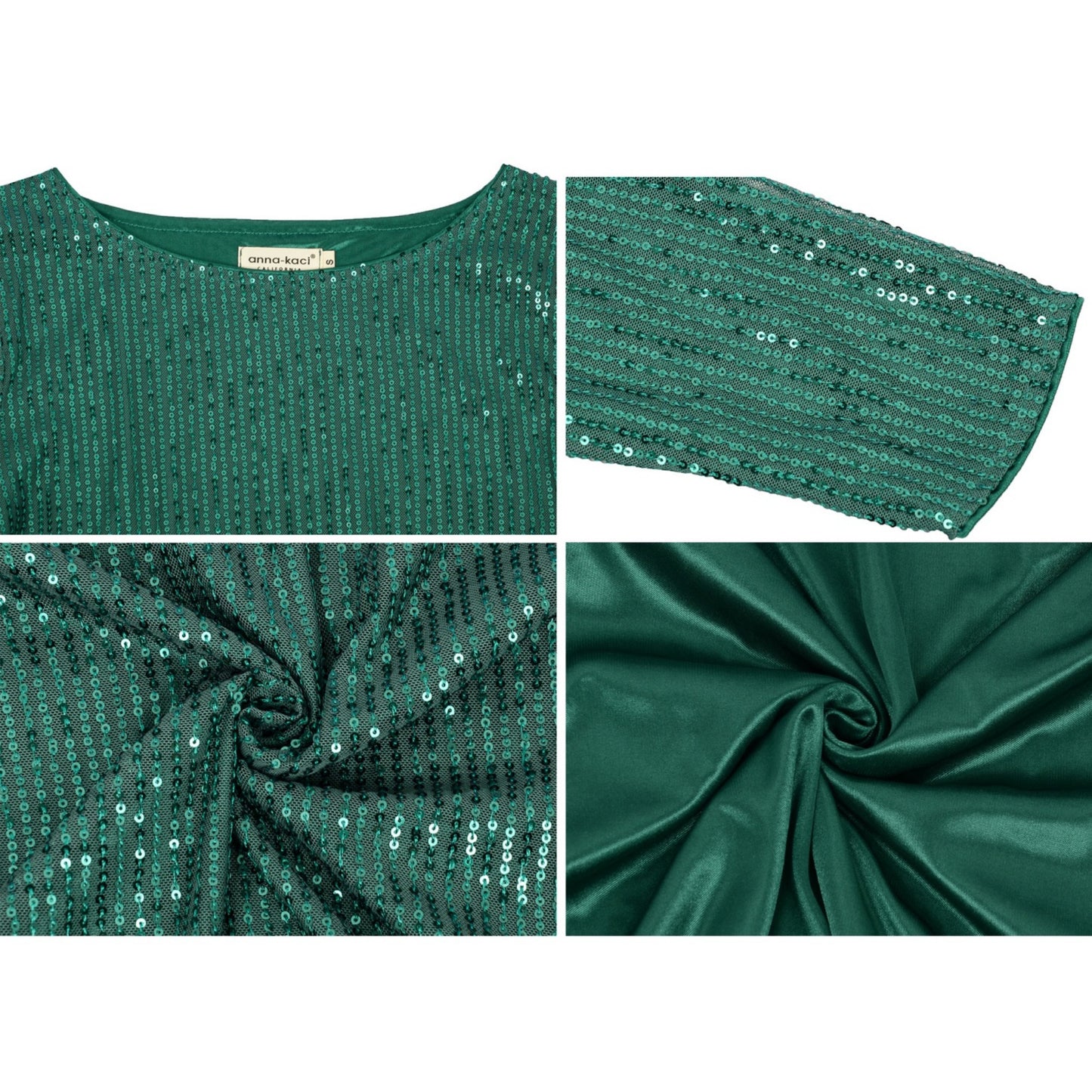 Long Sleeve Sequin Top with Crew Neck and Fitted Silhouette