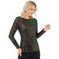 Long Sleeve Sequin Top with Crew Neck and Fitted Silhouette