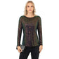 Long Sleeve Sequin Top with Crew Neck and Fitted Silhouette