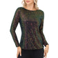 Long Sleeve Sequin Top with Crew Neck and Fitted Silhouette