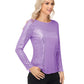 Long Sleeve Sequin Top with Crew Neck and Fitted Silhouette