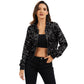 Sequin Zip-Up Hooded Jacket with Ribbed Hem and Long Sleeves for Party Wear