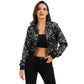 Sequin Zip-Up Hooded Jacket with Ribbed Hem and Long Sleeves for Party Wear