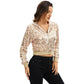 Sequin Zip-Up Hooded Jacket with Ribbed Hem and Long Sleeves for Party Wear
