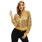 Sequin Zip-Up Hooded Jacket with Ribbed Hem and Long Sleeves for Party Wear