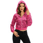 Sequin Zip-Up Hooded Jacket with Ribbed Hem and Long Sleeves for Party Wear