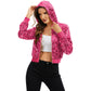 Sequin Zip-Up Hooded Jacket with Ribbed Hem and Long Sleeves for Party Wear