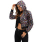 Sequin Zip-Up Hooded Jacket with Ribbed Hem and Long Sleeves for Party Wear