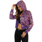 Sequin Zip-Up Hooded Jacket with Ribbed Hem and Long Sleeves for Party Wear
