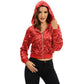 Sequin Zip-Up Hooded Jacket with Ribbed Hem and Long Sleeves for Party Wear