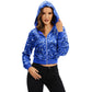 Sequin Zip-Up Hooded Jacket with Ribbed Hem and Long Sleeves for Party Wear