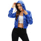 Sequin Zip-Up Hooded Jacket with Ribbed Hem and Long Sleeves for Party Wear