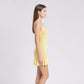Open Knit V Neck Sleeveless Mini Dress with Ruffle Hem