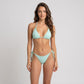 2-Piece Ribbed Triangle Halter Bikini Swimsuit with Beaded Straps Side Tie Bottoms and Smooth Stretch Fit