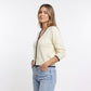 Contrast Scallop Trim V Neck Button Front Cardigan Sweater